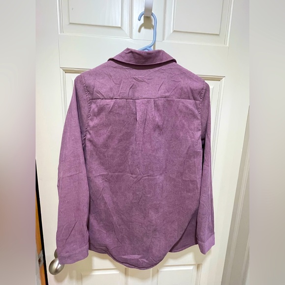 Women’s Faux Fur line Shirt Jacket  Size Small Small Plum Corduroy NWOT Shacket - Picture 3 of 7